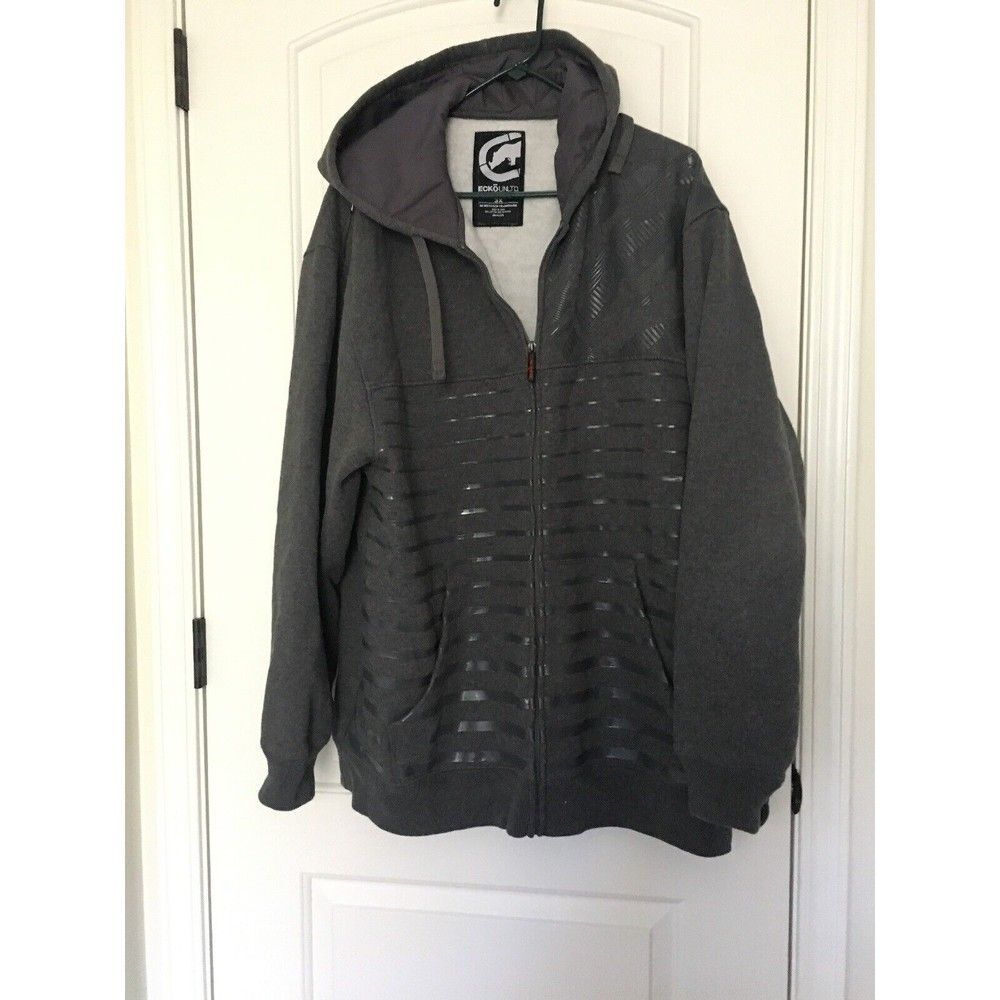 Ecko Men's Big & Tall Gray Striped Hoodie Sweatshirt Size 3X